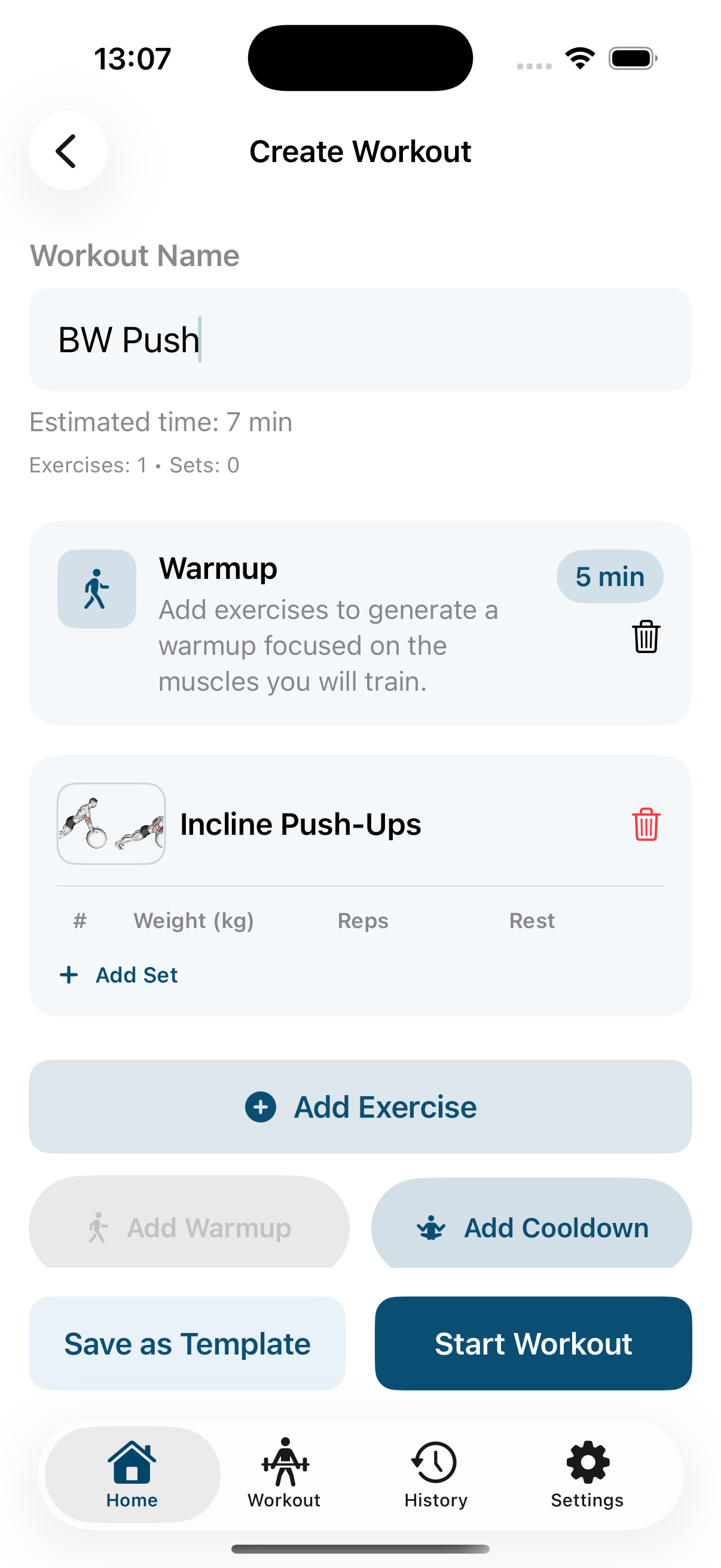 Create workout