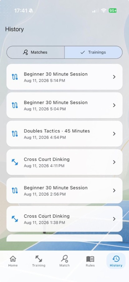 Training history