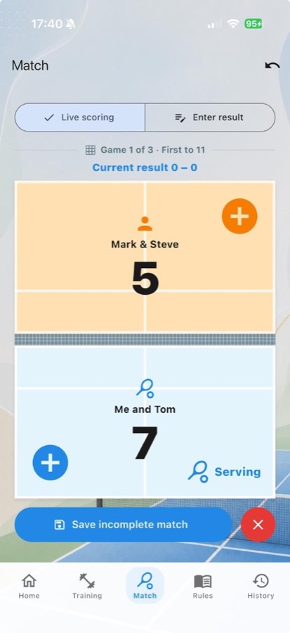 Live match scorekeeper