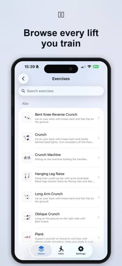 Exercise library by muscle group
